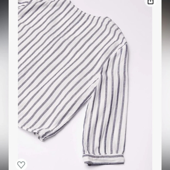 Three dots from Nordstrom size XS striped tie front button up blouse - Picture 5 of 6